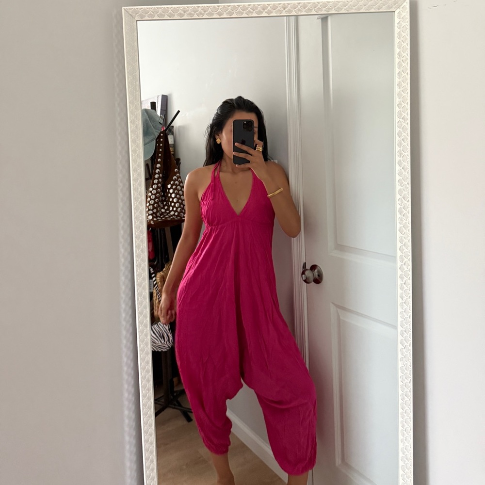 Vibrant Pink Halter Jumpsuit